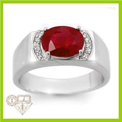 Genuine 3.12 ctw Ruby & Diamond Men's Ring 10K Gold