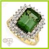 Image 1 : Genuine 4.79 ctw Green Tourmaline & Diamond Ring 14KT Gold