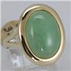 Genuine 16X12MM Green Jade Ring 14KT Gold-Yellow 