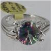 Genuine  0.04 ctw  MysticTopaz  Ring  14KT White Gold  Ring Size  7.25