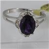 Genuine  1.36 ctw  Amethyst  Ring  14KT White Gold  Ring Size  6.75