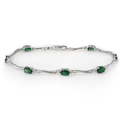 Genuine 3.55 ctw Emerald & Diamond Bracelet White Gold