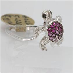 Genuine  0.44 ctw Pink Sapphire& Diamond Ring 14KT White Gold Ring Size 7
