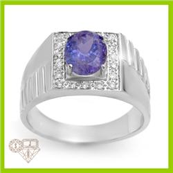 Genuine 2.79 ctw Tanzanite & Diamond Men's Ring Gold