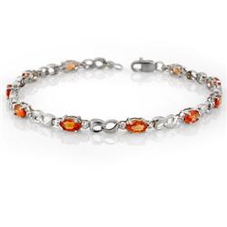 Genuine 3.54ctw Orange Sapphire & Diamond Bracelet Gold