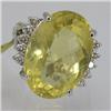 Genuine  28.83 ctw  Lemon Quartz Ring  14KT White Gold  Ring Size  6