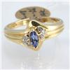 Genuine  0.34 ctw Tanzanite & Diamond Ring 14KT Yellow Gold Ring Size 7
