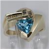 Genuine 2.35 ctw Blue Topaz & Diamond Ring 14KT Yellow Gold 