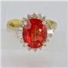 Genuine  5.85 ctw Orange Sapphire & Diamond Ring 14KT White Gold Ring Size 7