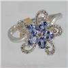 Genuine  0.90 ctw Tanzanite & Diamond Ring 14KT White Gold Ring Size 7