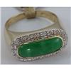 Genuine 17X6MM Green Jade & 0.10 ctw Diamond Ring 14KT Gold-Yellow 