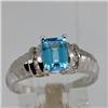 Genuine 1.40 ctw Blue Topaz & Diamond Ring 14KT White Gold 