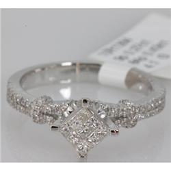 Genuine 0.61ctwPrincess cut Diamond Ring14kt White Gold