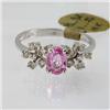 Genuine  1.18 ctw Pink Sapphire& Diamond Ring 14KT White Gold Ring Size 7