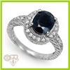 Genuine 3.14 ctw Sapphire & Diamond Ring 14KT White Gold