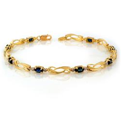 Genuine 2.55 ctw Blue Sapphire & Diamond Bracelet Gold