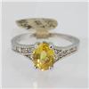 Genuine  2.0 ctw Yellow Sapphire& Diamond Ring 14KT White Gold Ring Size 7