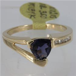 Genuine  0.94 ctw  Iolite Ring  14KT Yellow Gold  Ring Size  7.5