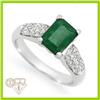 Genuine 1.30 ctw Emerald & Diamond Ring 10K White Gold