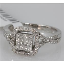 Genuine 0.77ctwPrincess cut Diamond Ring14kt White Gold