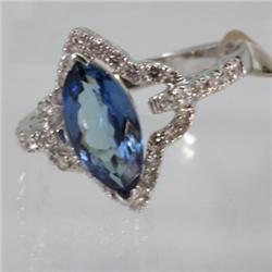 Genuine  2.16 ctw Tanzanite & Diamond Ring 14KT White Gold Ring Size 7.5