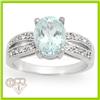 Genuine 3.34 ctw Aquamarine & Diamond Ring 14K Gold