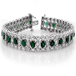 Genuine 14.53 ctw Emerald & Diamond Bracelet White Gold