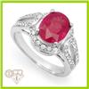 Genuine 4.54ctw Ruby & Diamond Ring 10K White Gold