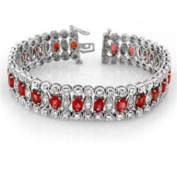 Genuine 18.53 ct Red Sapphire & Diamond Bracelet 14K Gold