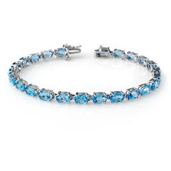 Genuine 12.92 ctw Blue Topaz Bracelet 10K White Gold
