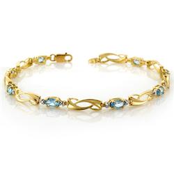 Genuine 2.05 ctw Blue Topaz & Diamond Bracelet 10K Gol