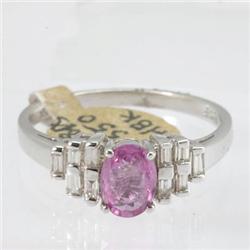 Genuine  1.37 ctw Pink Sapphire & Diamond Ring 14KT White Gold Ring Size 7