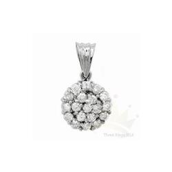 Genuine 1.52 ctw Diamond Cluster Pendant 14K W Gold