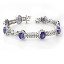 Genuine 21.28 ctw Tanzanite & Diamond Bracelet 14K Gold