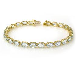 Genuine 12.02 ctw Aquamarine Bracelet 10K Yellow Gold