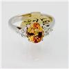 Genuine  2.29 ctw Yellow Sapphire& Diamond Ring 14KT White Gold Ring Size 7