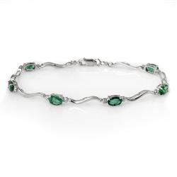 Genuine 3.05 ctw Emerald & Diamond Bracelet White Gold