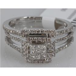 Genuine 0.89 ctw Princess cut Diamond Ring 14kt White Gold