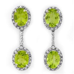 Genuine 8.13 ctw Peridot & Diamond Earrings White Gold