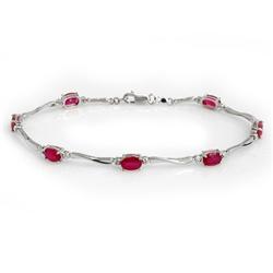 Genuine 4.05 ctw Ruby & Diamond Bracelet White Gold