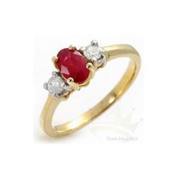 Genuine 1.0 ctw Ruby & Diamond Ring 14K Yellow Gold