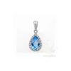 Genuine 1.15 ctw Pendant B Topaz & Diamond 14KW Gold