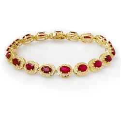 Genuine 12.77 ctw Ruby Bracelet 10K Yellow Gold