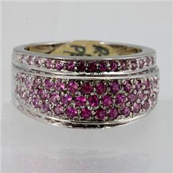 Genuine  1.19 ctw Pink Sapphire& Diamond Ring 14KT White Gold Ring Size 7