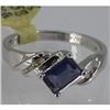 Genuine  0.84 ctw  Iolite Ring  14KT White Gold  Ring Size  7