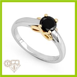 Genuine  0.57 ctw Black Diamond Ring 14KT Multi tone Gold