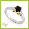 Genuine  0.57 ctw Black Diamond Ring 14KT Multi tone Gold