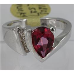 Genuine  2.31 ctw  Pink RoseTourmaline Ring  14KT White Gold  Ring Size  7.5