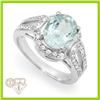 Genuine 2.54ctw Aquamarine & Diamond Ring 10K Gold