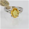 Genuine  2.20 ctw Yellow Sapphire& Diamond Ring 14KT White Gold Ring Size 7